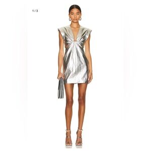 Adina Metallic Vegan Leather Mini Dress - A.L.C. Silver mini dress